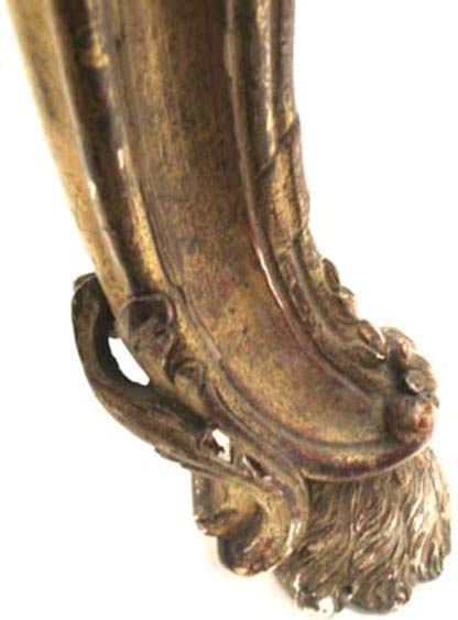 One of the feet of the stand of the Franco-Flemish harpsichord