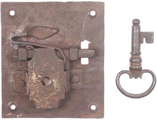 Rear view of lock and key