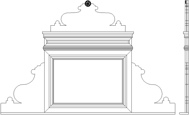 Drawing of the elaborate music desks