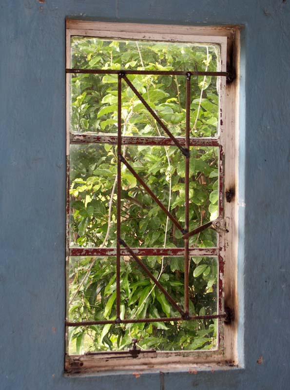 The finished securtiy bars on a window