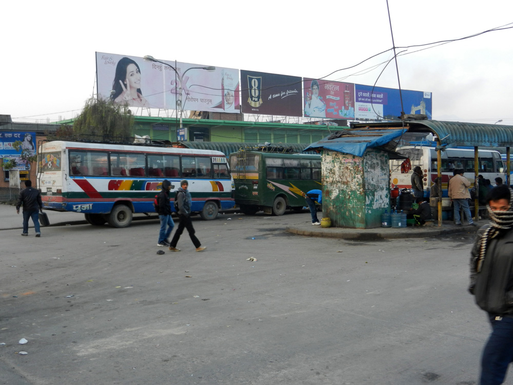 03 Our bus (left) from Kathmandu