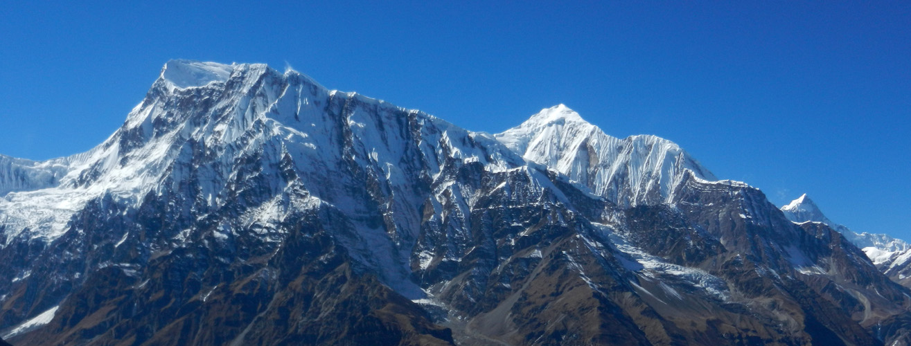 09 Annapurna III (left), Gangapurna and Annapurna 1 (right)