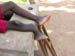 14 Mbaza's right leg